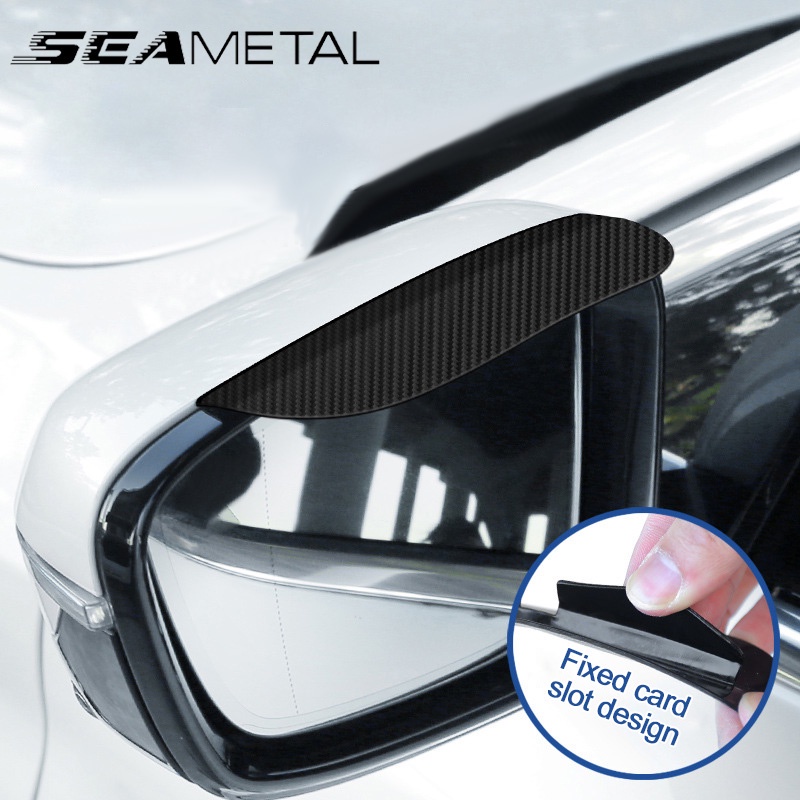 SEAMETAL Car Rearview Mirror Rain Eyebrow 2PCS Carbon Fiber Card Design ...