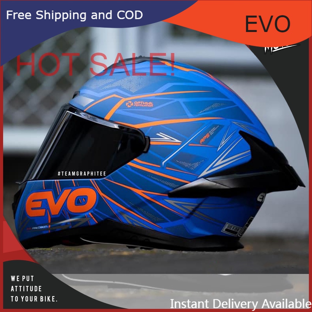 EVO HELMET XR03 VALKYRIE BLUE/ORANGE (FREE KOBY HELMET SPRAY) Shopee