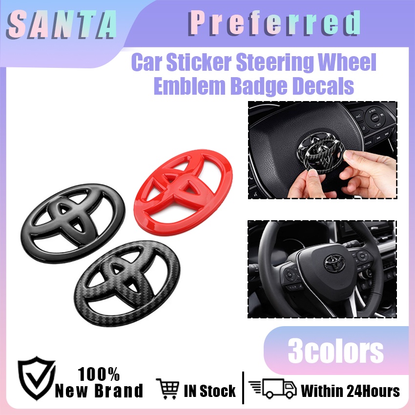 1pcs ABS TOYOTA Logo Emblem Sticker Car Steering Wheel Center Sticker ...