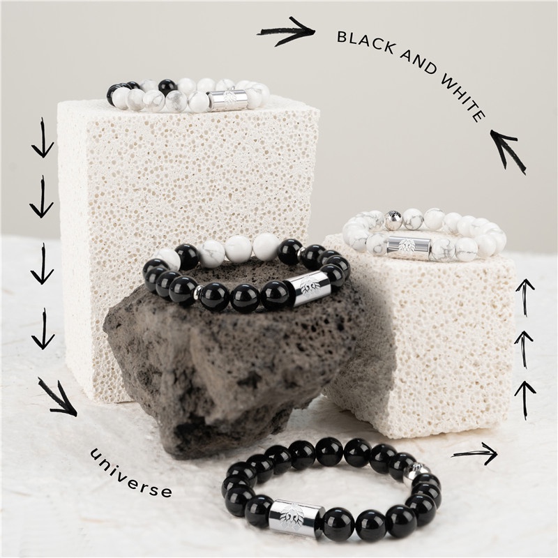 RASTACLAT black and white agate beaded bracelet transport bead couple