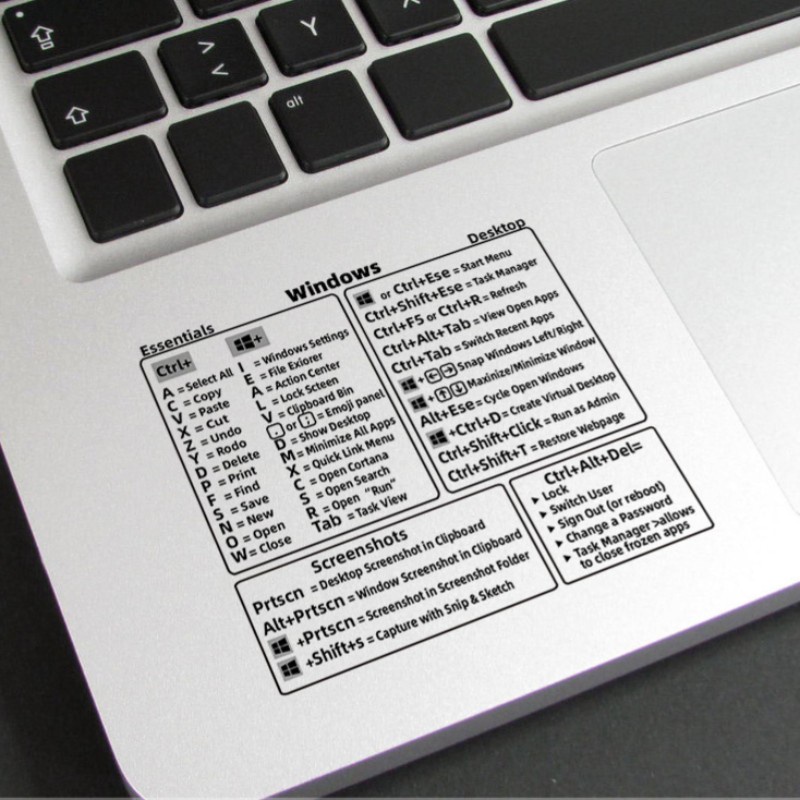 Windows PC Reference Keyboard Shortcut Sticker Adhesive for Laptop ...