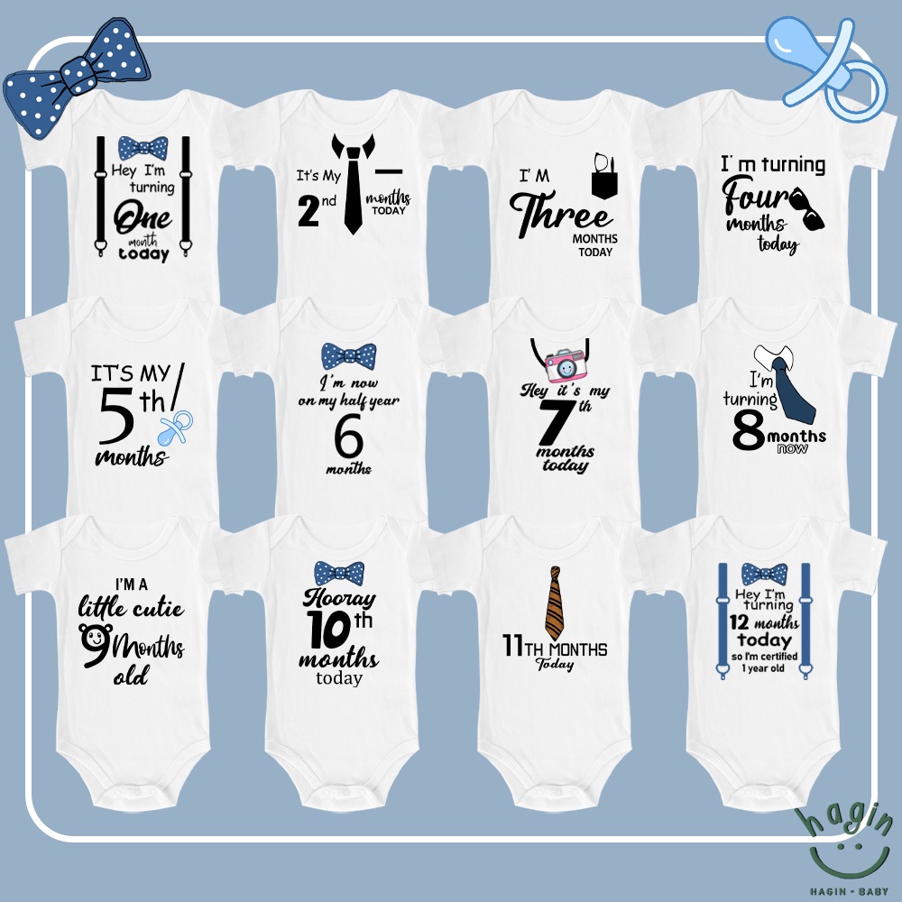 Hagin Baby Monthly Milestone Baby Onesies Boys Personalise Baby