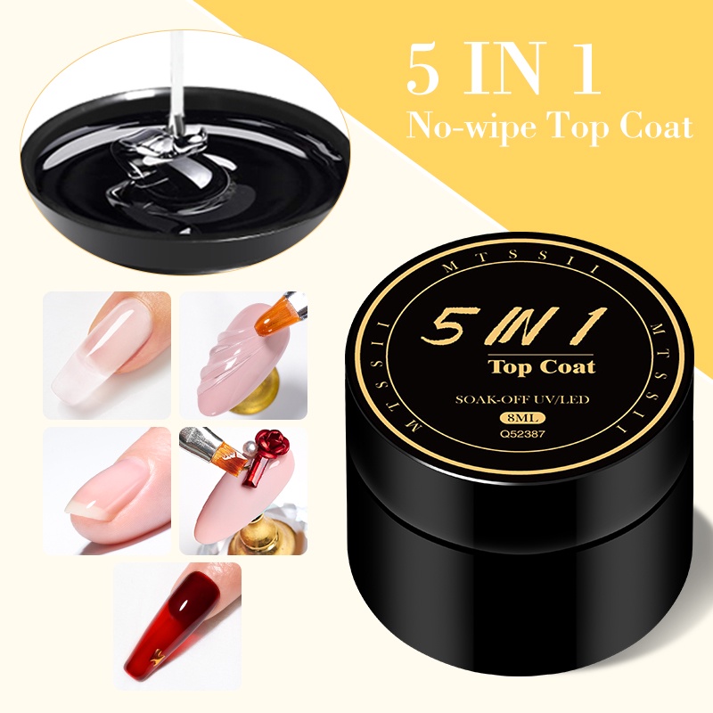 MTSSII 5 In 1 Top Coat Multi Function Nail Rhinestone Gel Blooming Strengthener Extension Gel