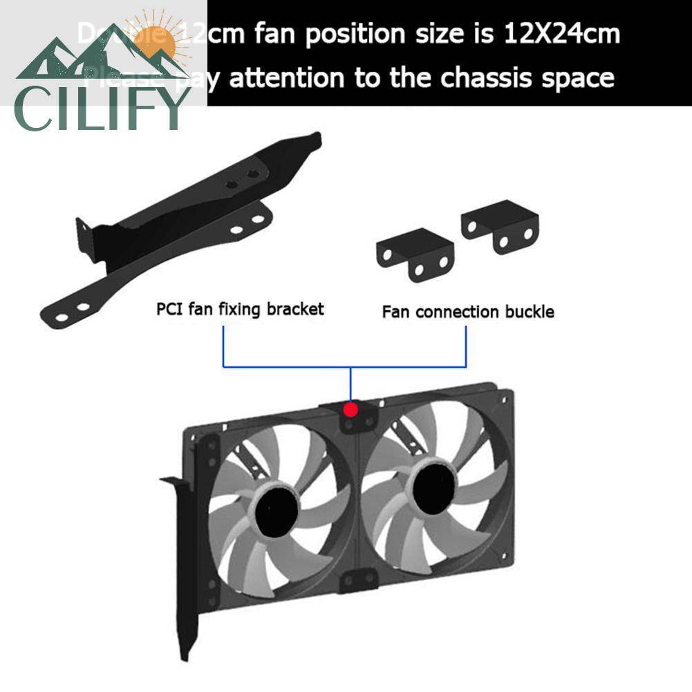 CILIFY Graphics Card Cooler Dual Fan Mount Rack PCI Slot Bracket for