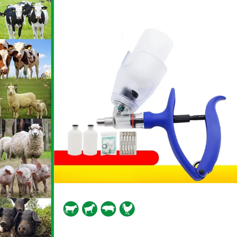 Veterinary Injector, 2/5ml Livestock Syringe Adjustable and Continuous