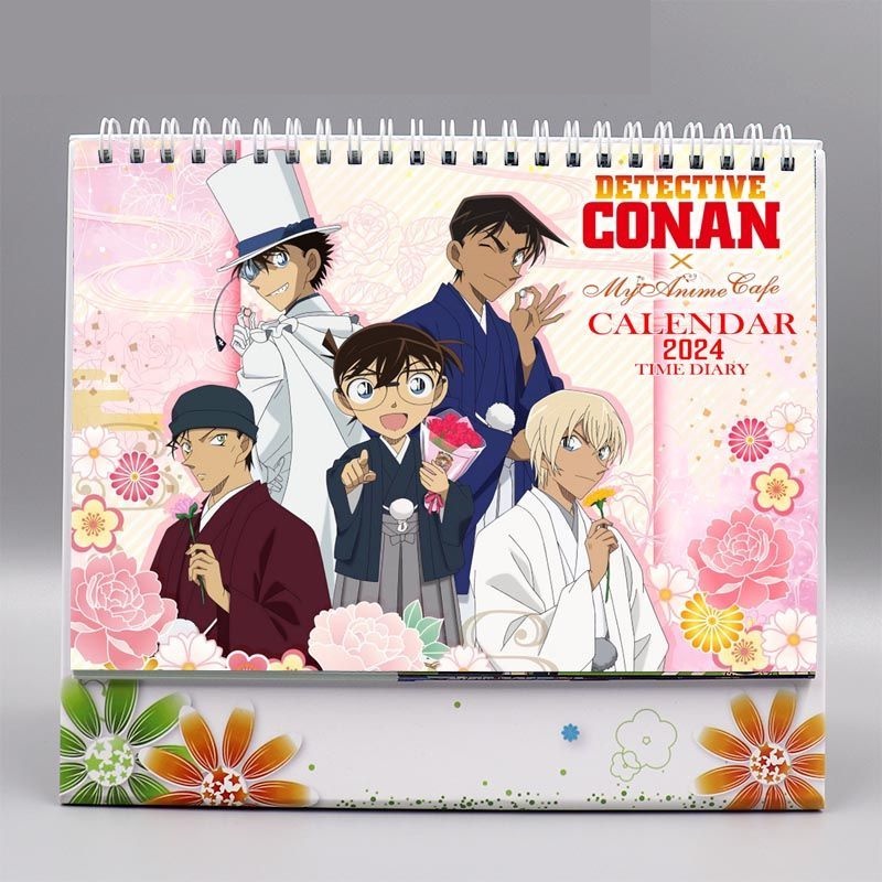 DIY Desk Calendar Detective Conan 2024 8Inch Paper Holder Plaid Notes