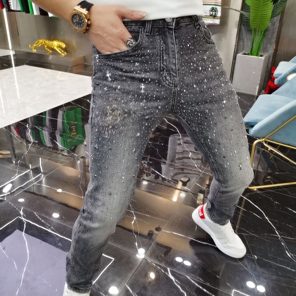 European Station Heavy Industry Rivets Hot Rivets Jeans Men's Summer