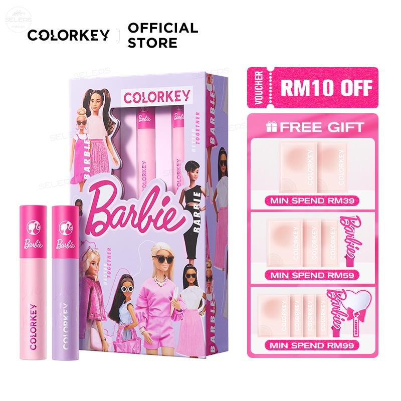 Colorkey & Barbie Mini Lip Gloss Set Watery Mirror Airy Velvet Gift Set