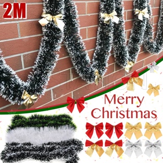 2M Christmas Decorations Stripe for Home Xmas Tree Bar Shopping Mall Hotel  Thick White Snowflake Garland Holiday Party Supplies