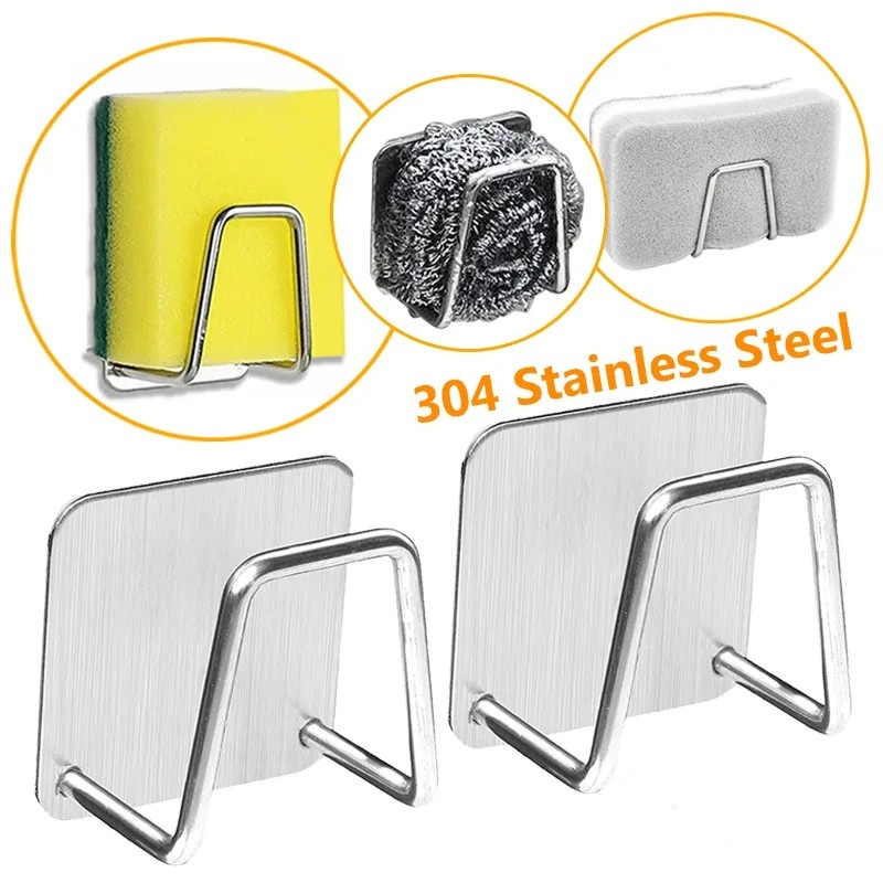 Kitchen Stainless Steel Sponges Holder Self Adhesive Sponge Drain