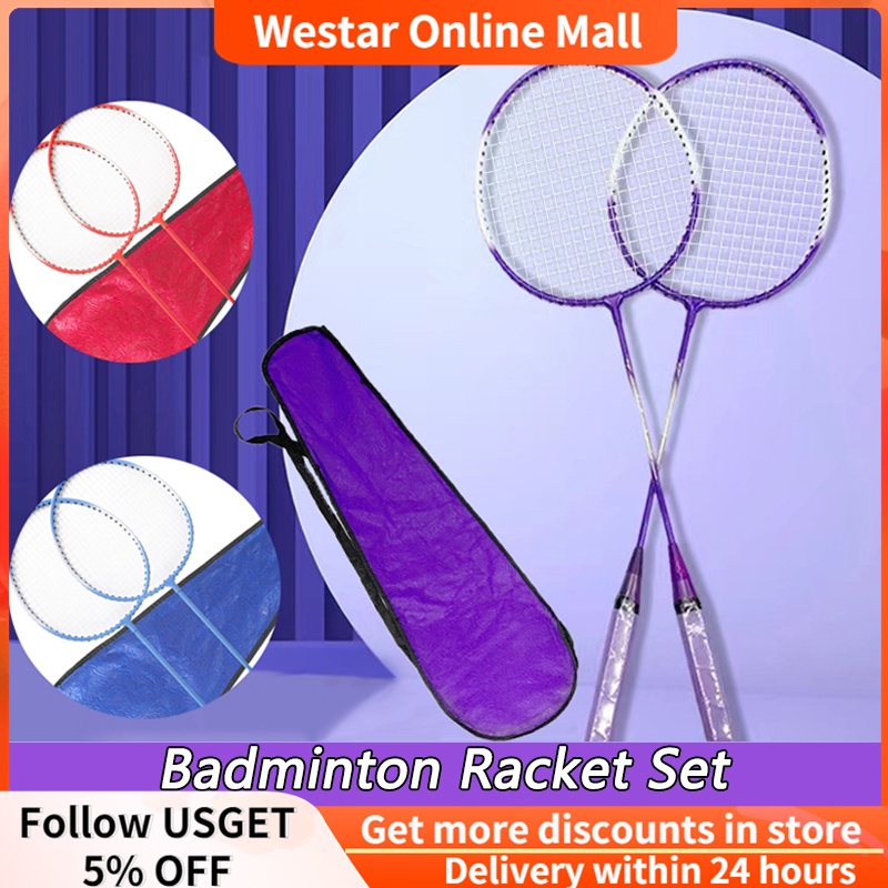 New 2Pcs Badminton Racket Set Durable Adult Student Competition