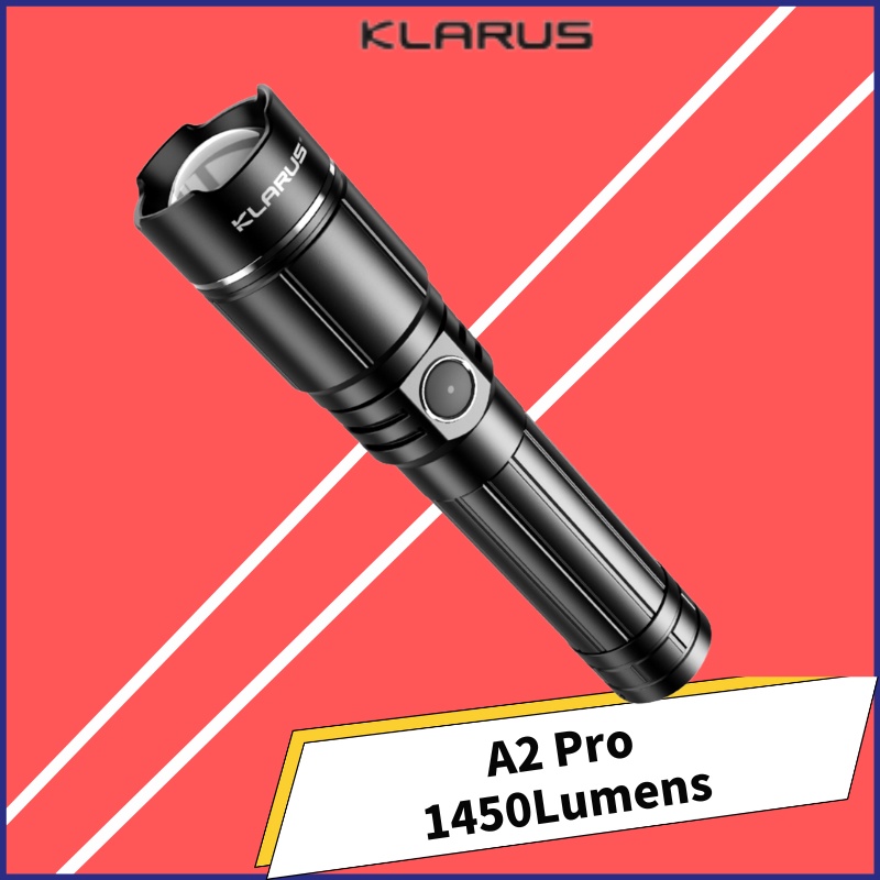 Klarus A2 PRO USBC Rechargeable LED Flashlight 1450Lumens Zoomable Long Runtime With 21700
