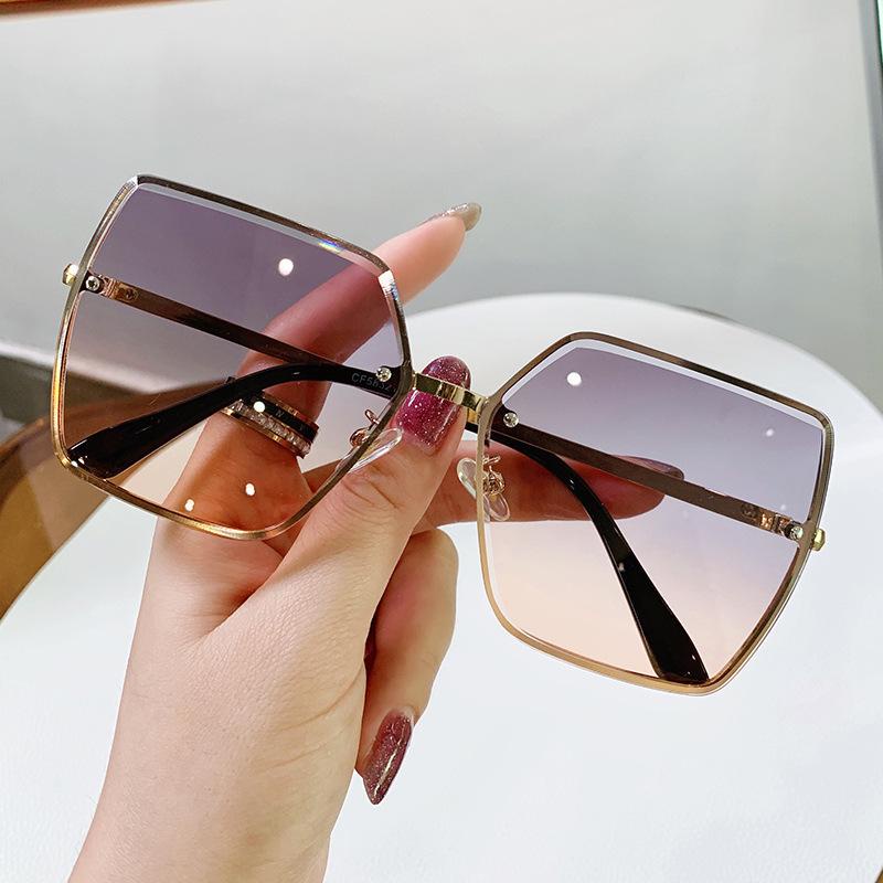Square Frame Sunglasses Rimless Women's Korean Fashion UV