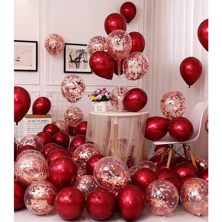 40pcs Chrome Metallic Balloons Set Adult Valentines Wedding Birthday ...