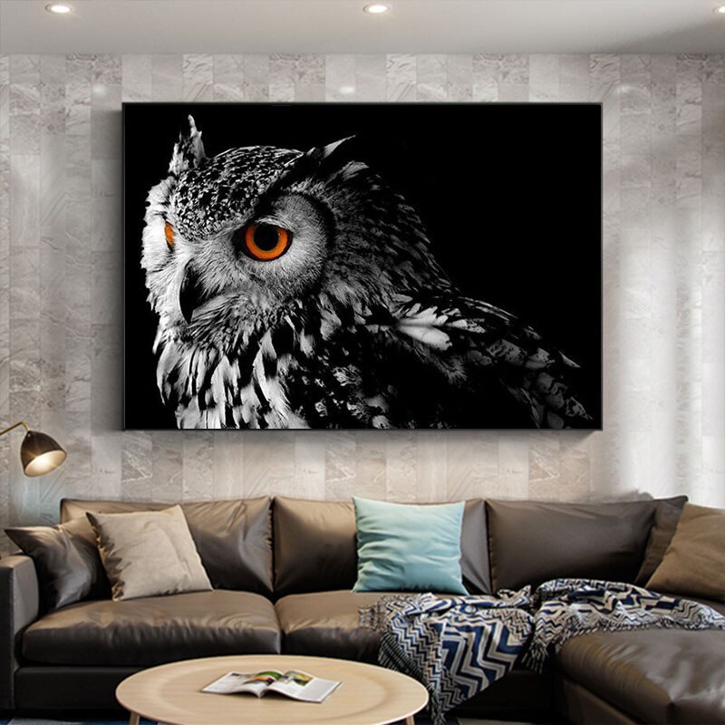 Black and White Owl Canvas Painting Poster and Prints Animal Pictures ...