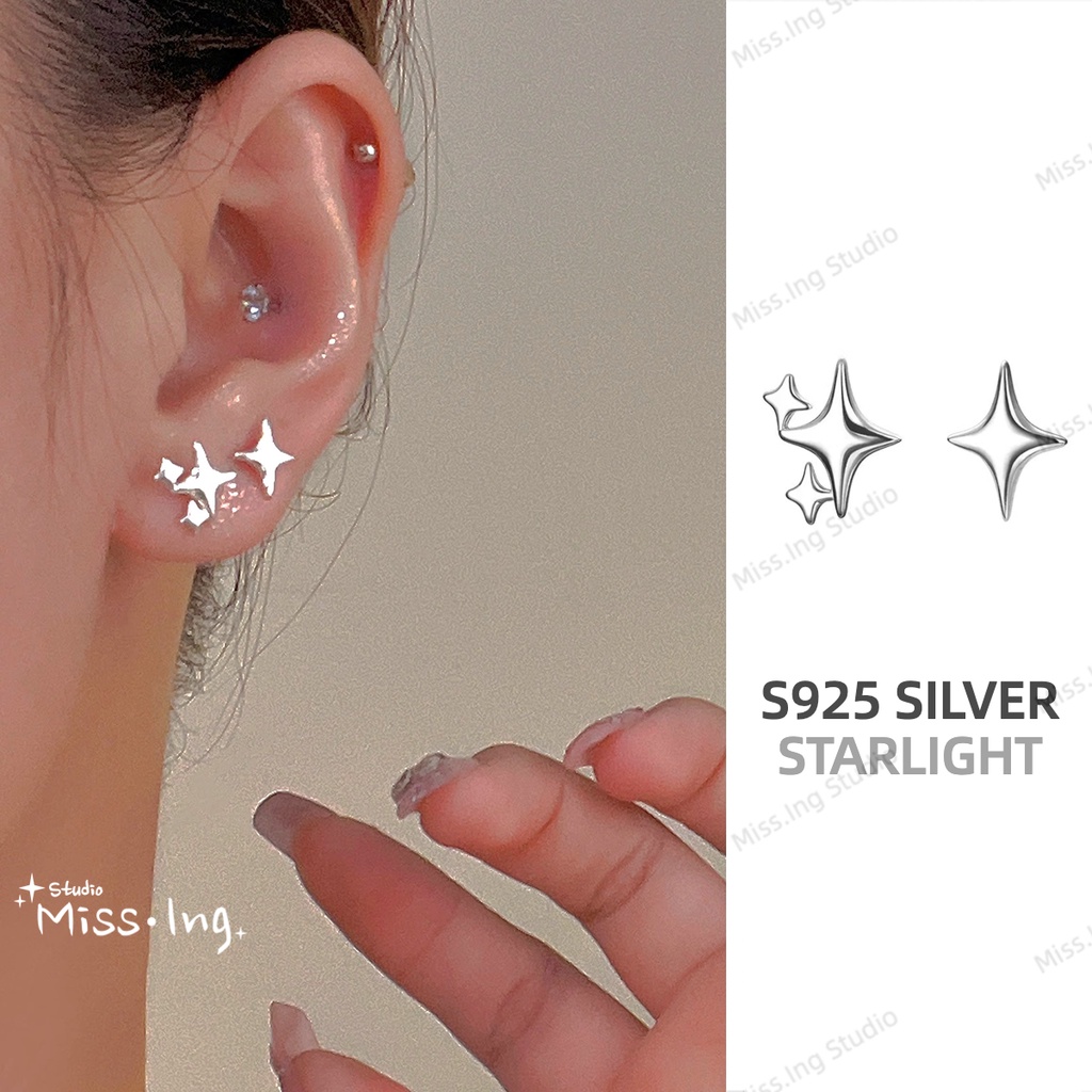 925 Silver Earring Starlight Ear Stud Hypoallergenic Earring Stud Cute  Korean Earrings Women