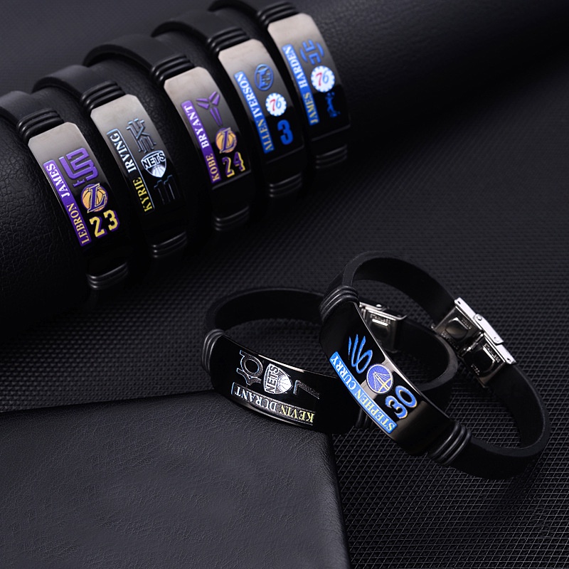 Adjustable Basketball NBAStar Bracelet James Curry Irving Harden Silicone Sports Baller Band