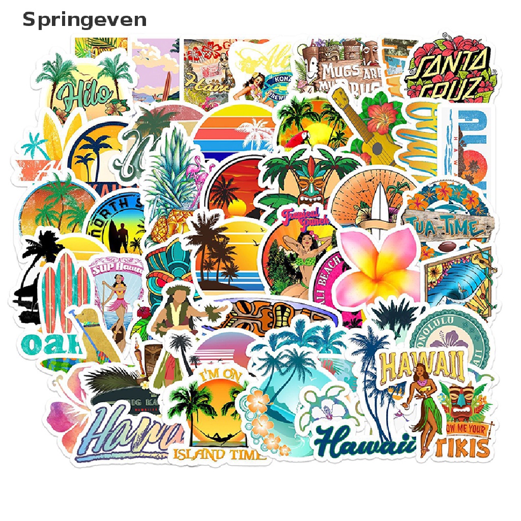[Springeven] 50PCS Hawaii Surfing Stickers Summer Tropical Beach DIY ...