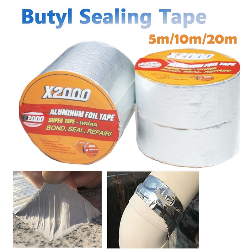 X2000 Super Strong Aluminum Foil Butyl Tape Waterproof Roof Pipe Wall Crack Repair Tape Leak