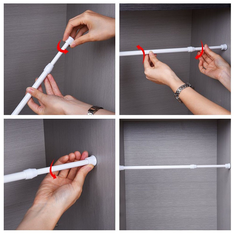 1PC Adjustable Curtain Rod, High Carbon Steel Telescopic Rod, Metal ...