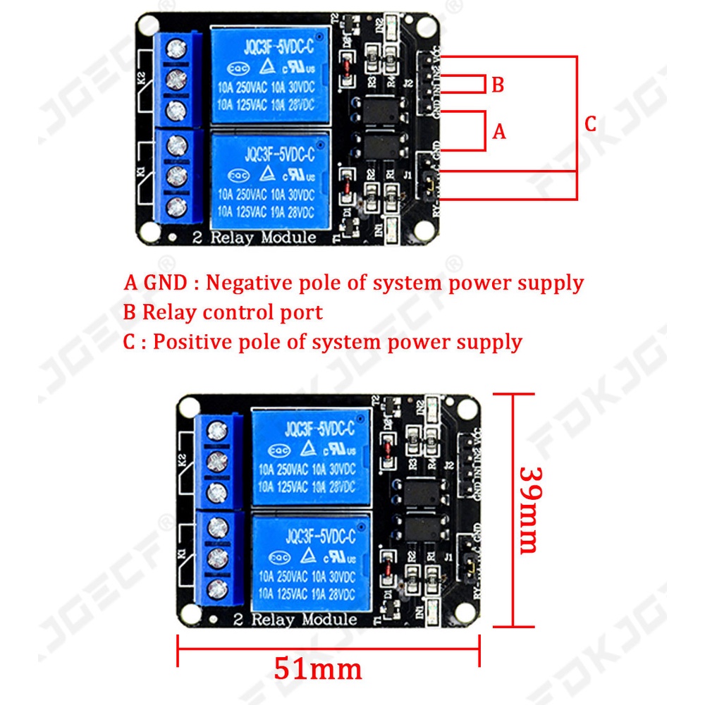 5V 2 Channel Relay Module Low Level Triggered 2-Way 2CH Relay Module ...