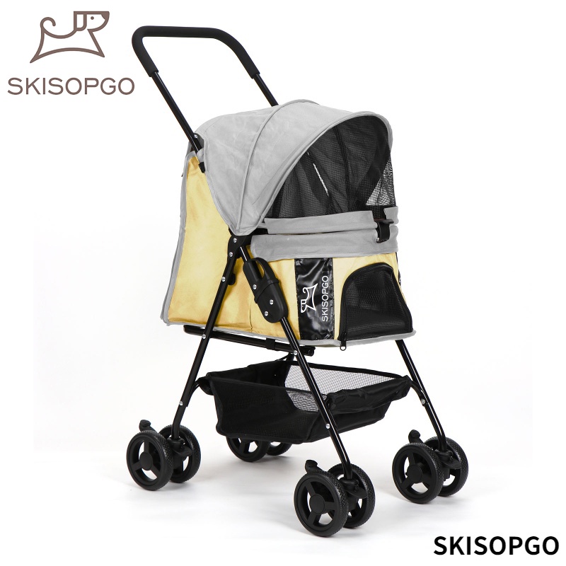 Skisopgo Pet Stroller Dog Cat Carrier Travel Push Cart Foldable Four ...