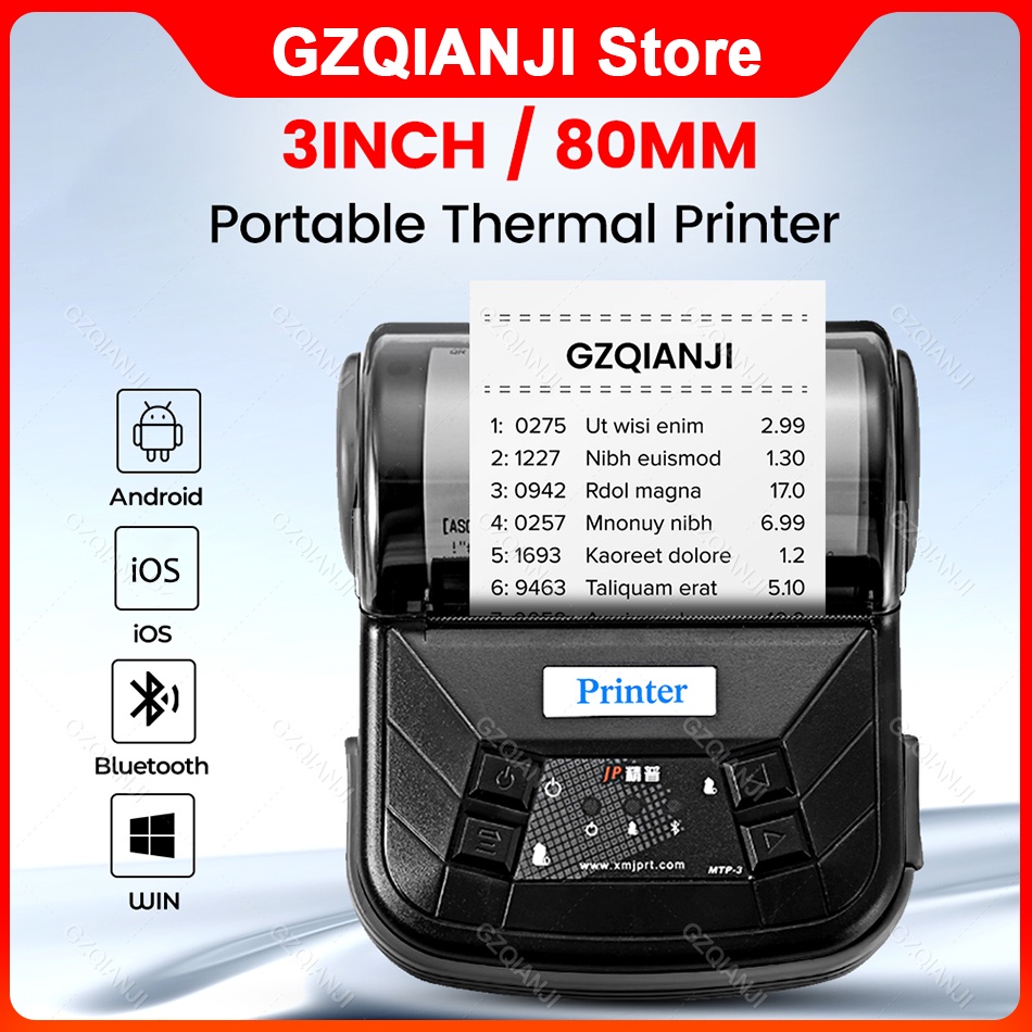 Goojprt Mtp 3 Thermal Receipt Printer 80mm Bluetooth Srs Topup Pay Bill Maker Portable Ticket 6462