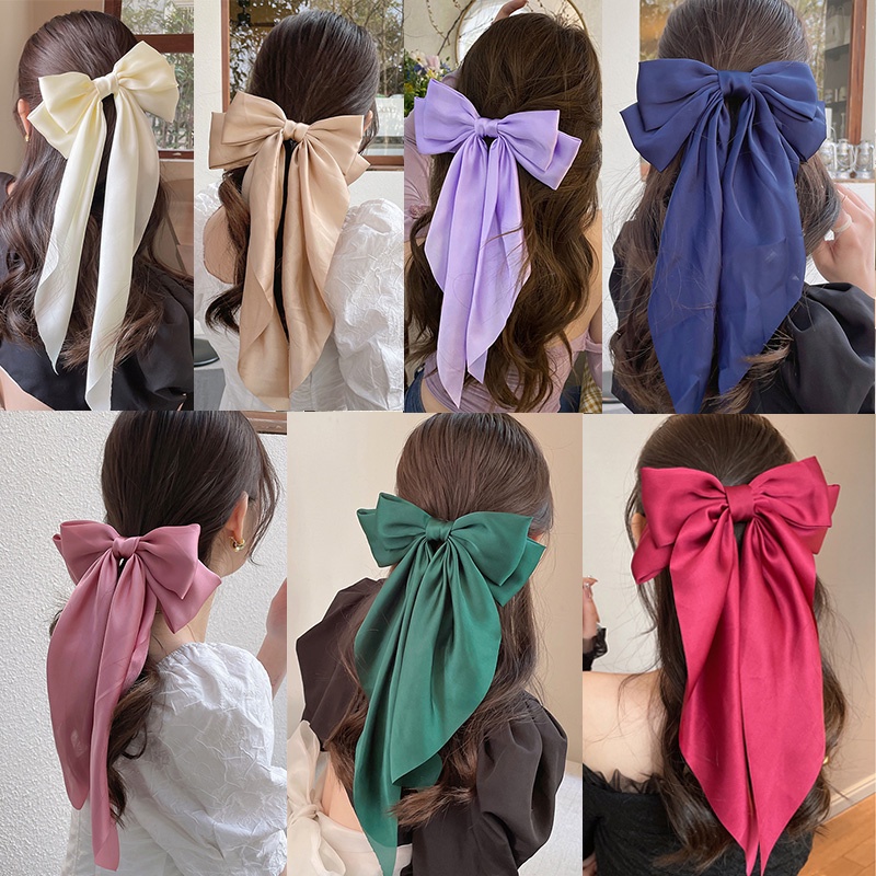 Long Big Korea Bowknot Hairclips Hairpin For Women Girls Hair Accessory