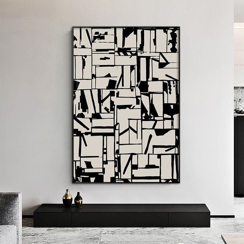 Modern Industrial Style Black and White Wall Art Big Size Home Decor Picture For Living Room One