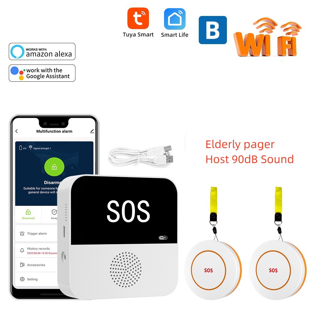 Wireless WiFi Elderly Caregiver Pager SOS Call Button Emergency SOS