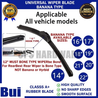 Universal Car Wiper Blade U Hook Type Windscreen Windshield Rubber ...