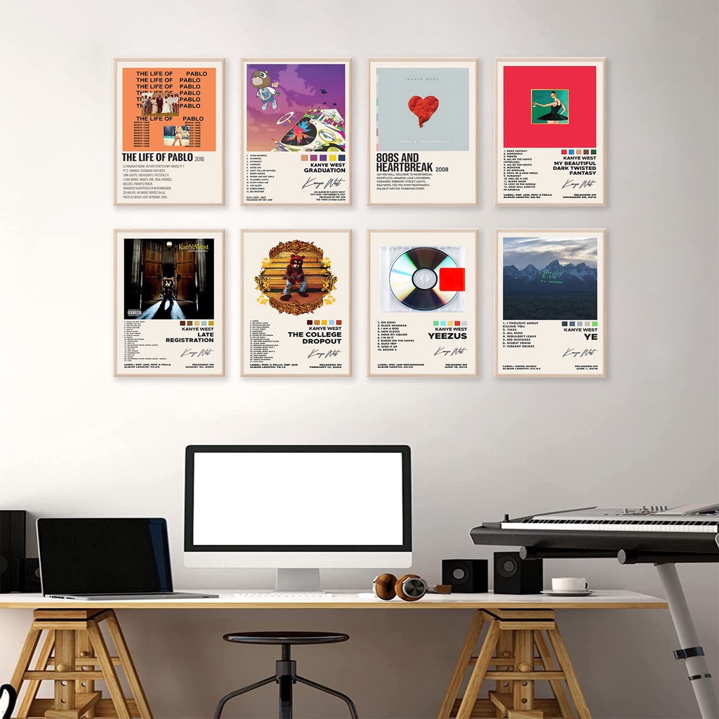 Music Rapper Album Cover Posters Kanye Signed Limited Canvas Painting ...