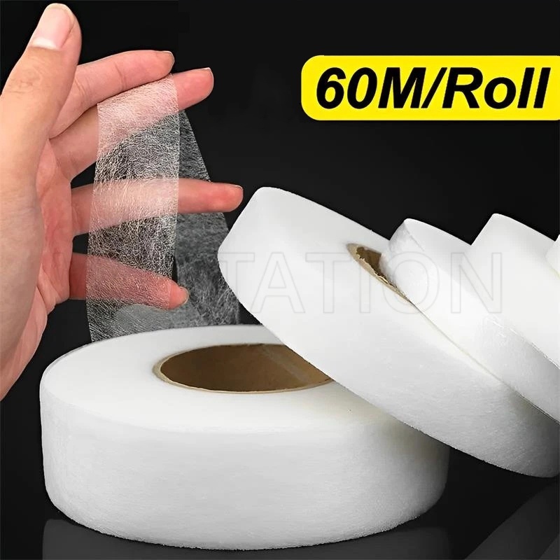 60M White Double Side Fabric Fusing Tape Nonwoven Iron on Hem Tape No