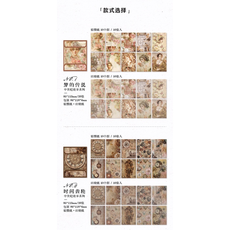 ENWEI 30 Pcs [Medieval Story Series] Vintage Journal Material Paper ...