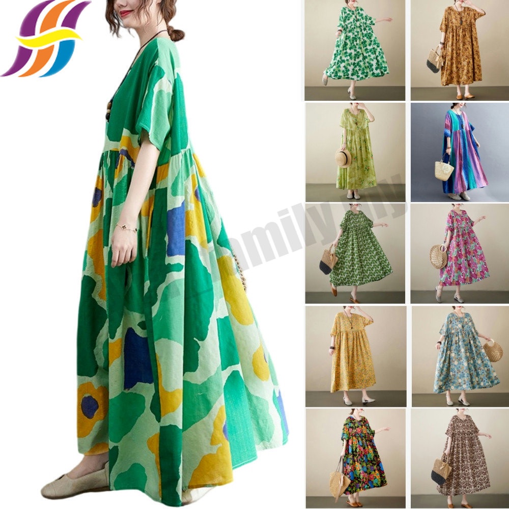 flowy sleeves with aline overall dress A-line Summer Moon Wood Plus Size Floral Dress – Casual A-Line Maxi Jumper Pockets, Adjustable Straps, Loose Fit For Summer NEW20