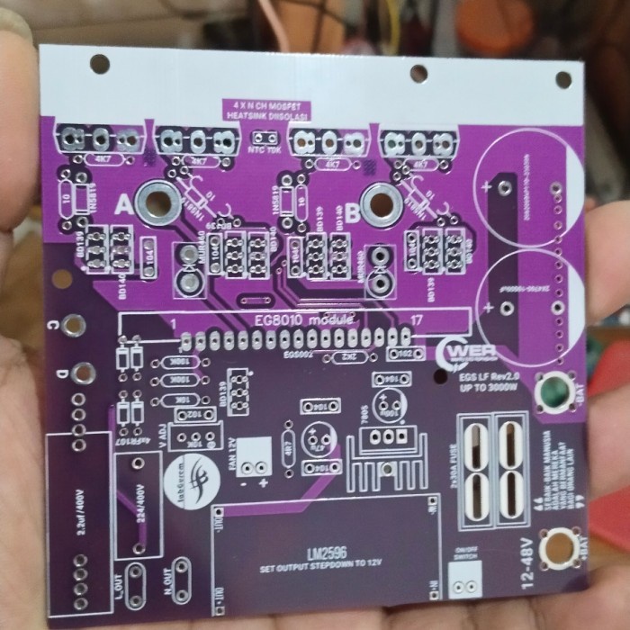 Pcb Mini Inverter EGS002 PSW 4 Mosfet Large Totem 1000W upto 1500W