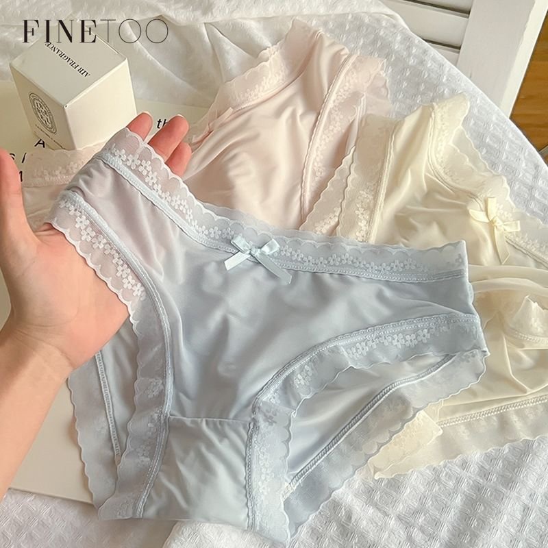 Finetoo Ice Silk Panty Lace Briefs Invisible Seamless Underpants Sexy ...