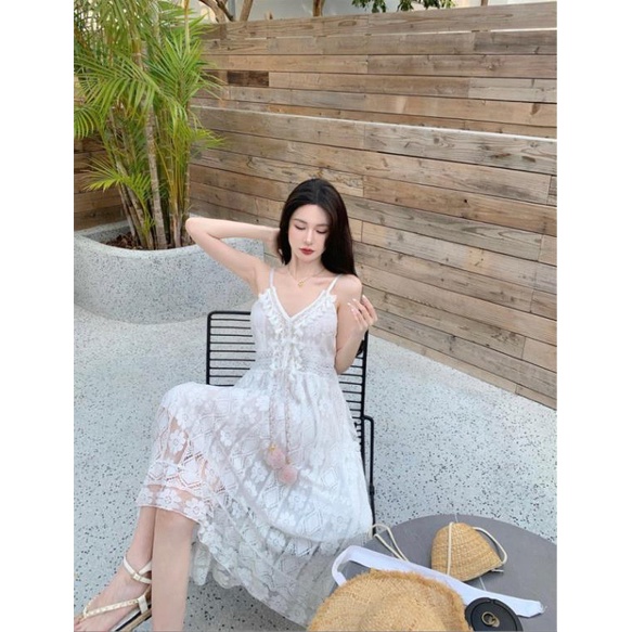 beach outfit for women dress Retro Hollow Irregular Dress Sling Dress  Embroidered Lace Seaside Holiday Dress Beach Dress Ready Stock lace |  Shopee Philippines