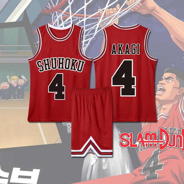 Men's Red 10th Basketball Jersey Sakuragi Hanamichi Cosplay Top (Red, XXL-Large