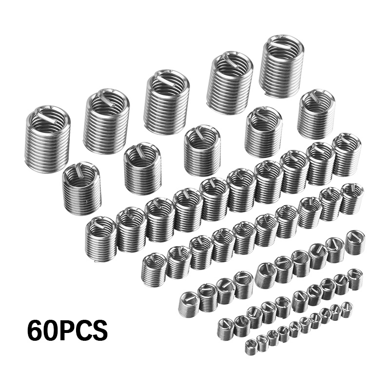 50Pcs Screw Threaded Insert Stainless Steel Coiled Wire Inserts Thread Repair Insert Set Installment Tool Kit