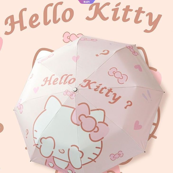 Sanrio Kawaii Hello Kitty Umbrella Cartoon Big Family Vinyl Folding ...