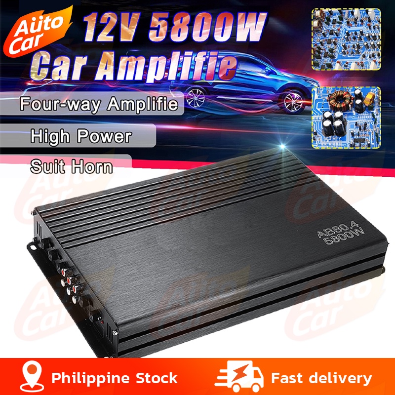5800W 12V 4 Channel Car Amplifier Subwoofer Class A/B Car Audio Amp Bass Speaker High Power Four