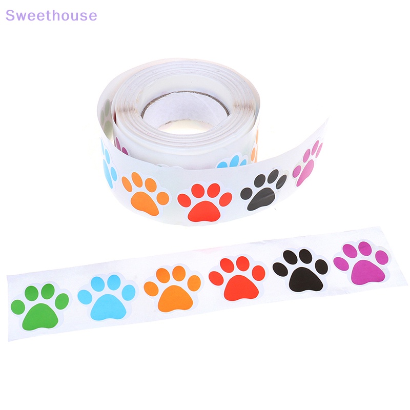 Sweethouse 500pcs Colorful Paw Print Stickers Dog cat Paw Labels ...