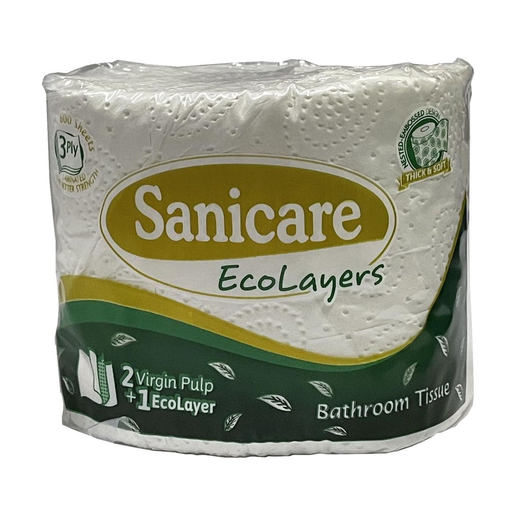 Sanicare Ecolayers Bathroom 600sheets 3Ply Virgin Pulp | Shopee Philippines
