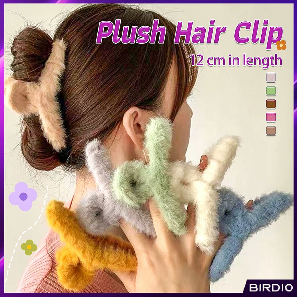 Birdio Soft Furry Hair Claws Big Clamps Faux Fur Hair Clips Sweet Plush ...