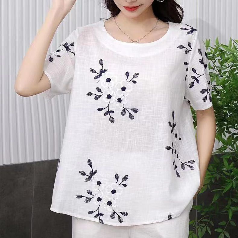 Ginza6 Middle Age Bangkok Blouse Fashion Casual Embroidery Blouse for ...
