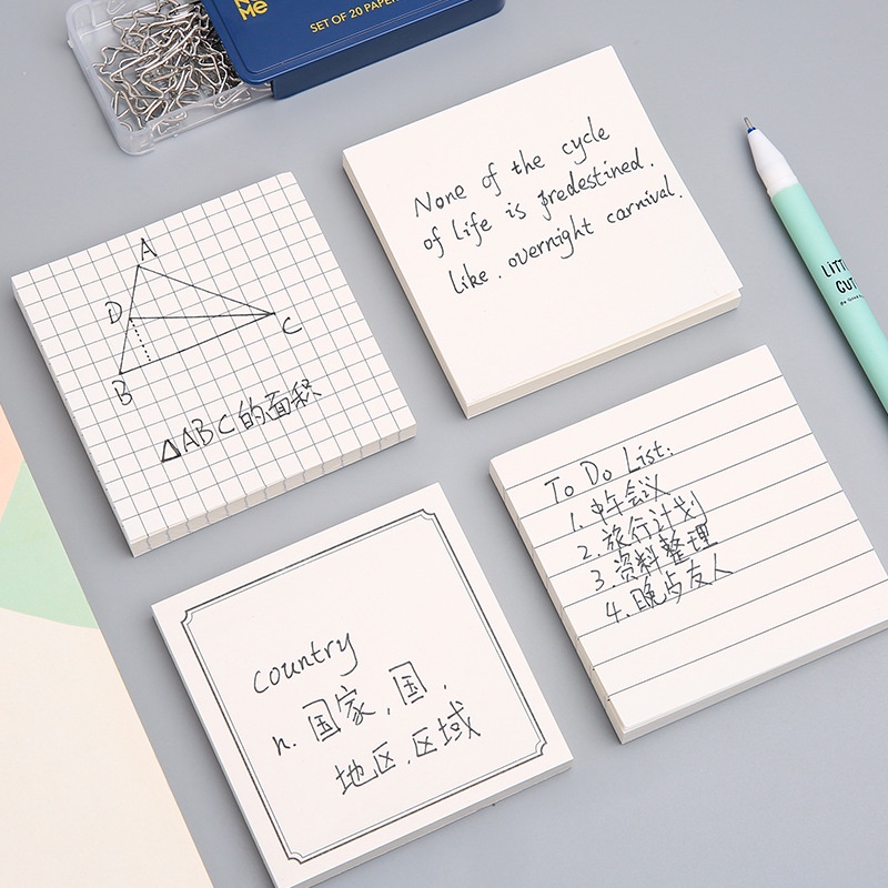 80 Sheets INS Blank Square Sticky Notes Student Simple Tearable Kraft ...