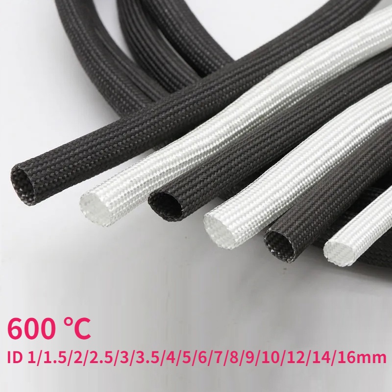 ID 1mm ~ 16 mm Braided Fiberglass Sleeve 600 Deg.C High Temperature ...