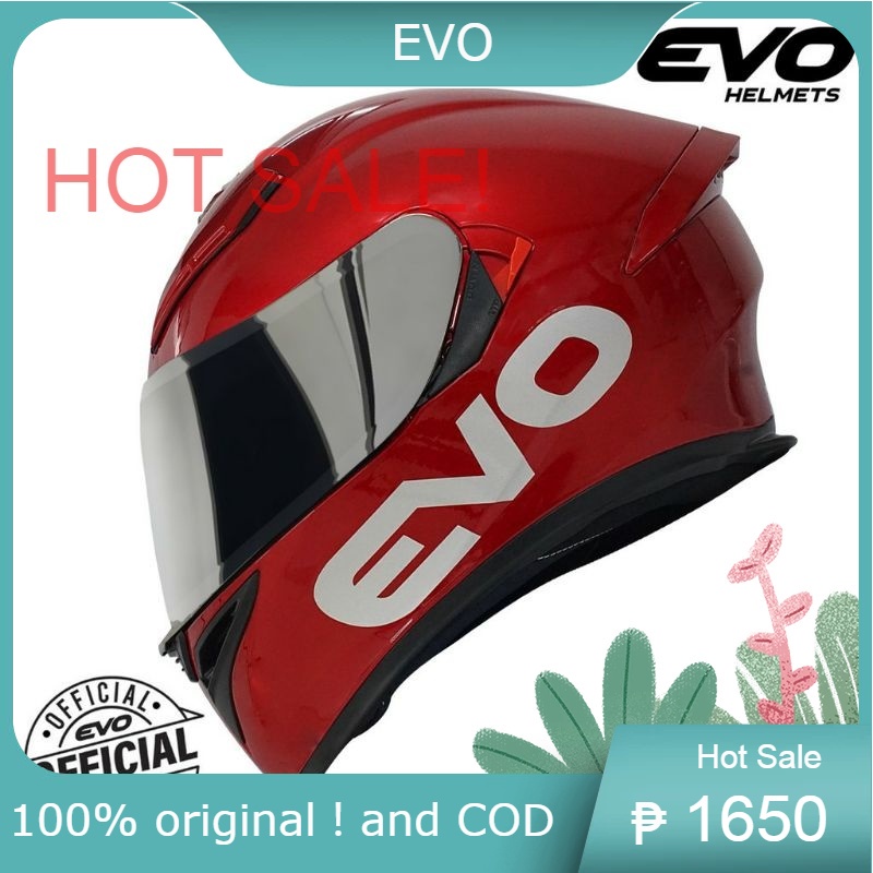 EVO GSX 3000 Glossy Metallic Red V2 Full Face Dual Visor Helmet with