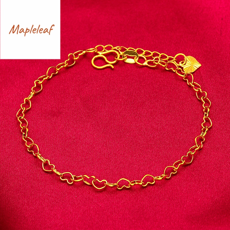 Original 18K Saudi gold pawnable 2023 New Women's Love Snap Adjustable